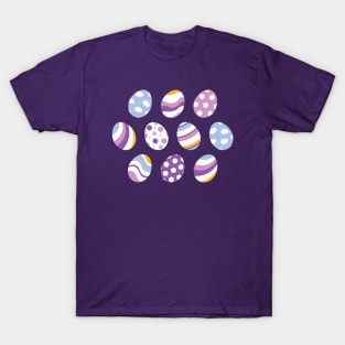 Egg Pattern | Purple Orange | Stripes Clouds Flowers Dots | Dark Purple T-Shirt